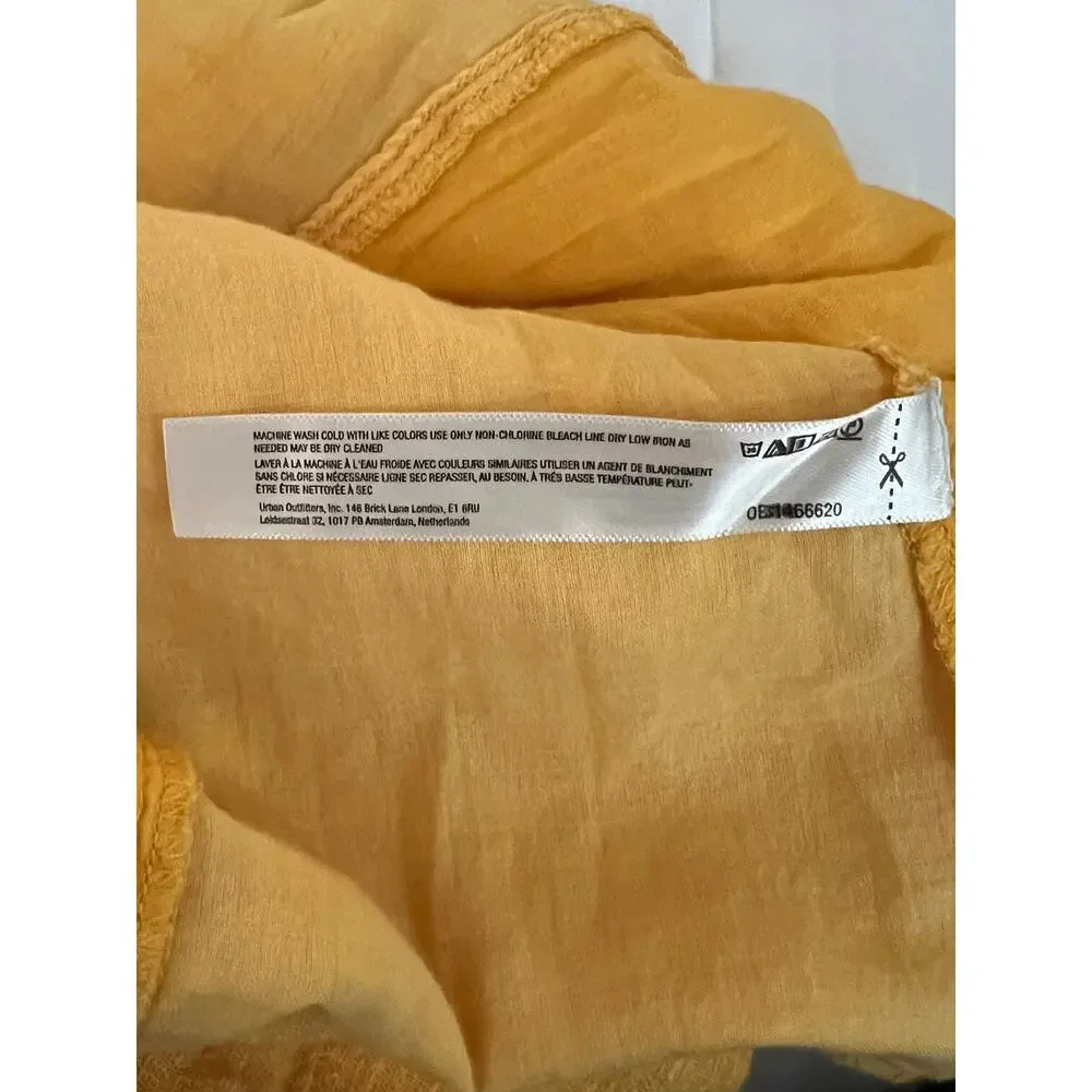 Free People Mini Dress Yellow 100% Cotton Size XS Pockets